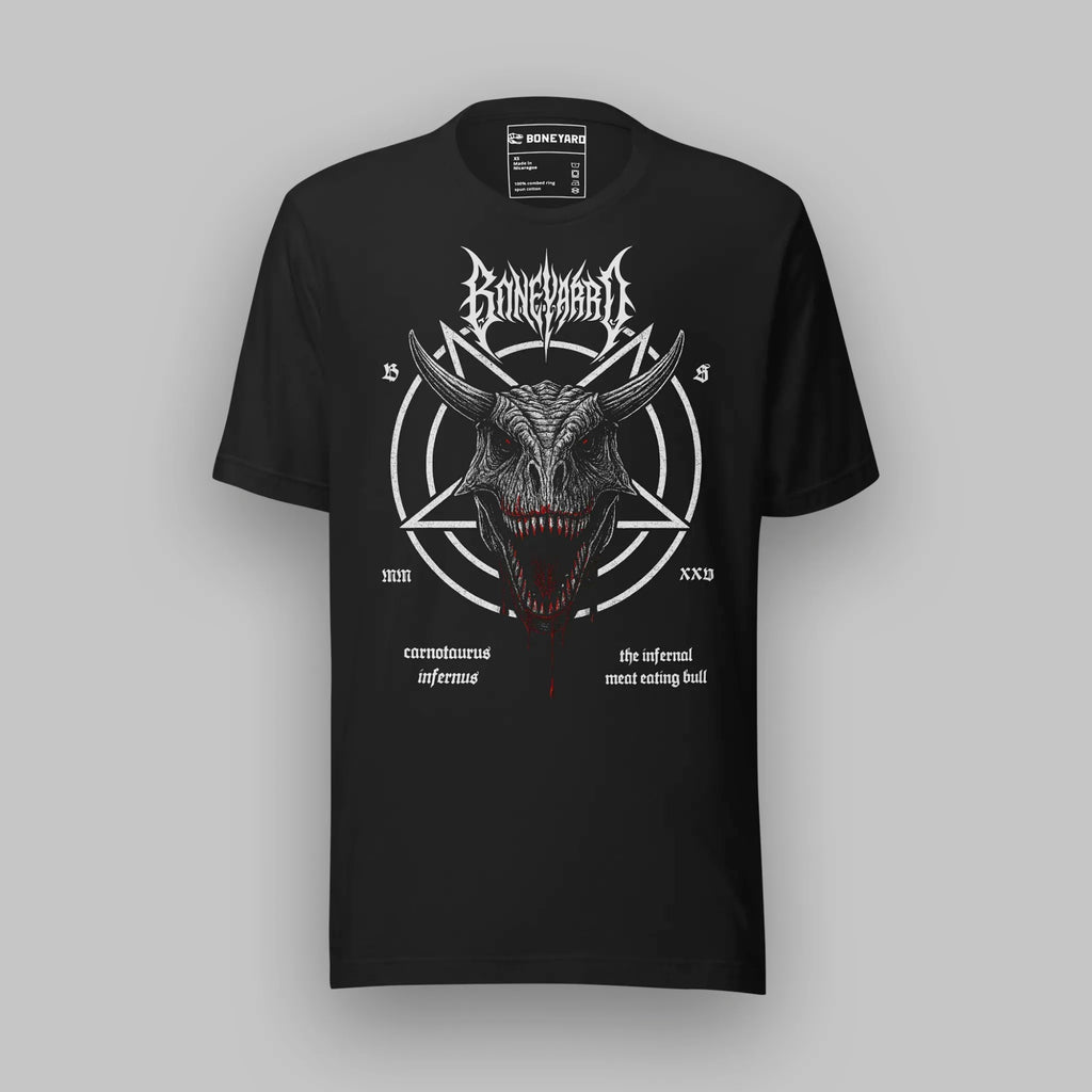 Carnotaurus Infernus — Brutuhl T-Shirt front