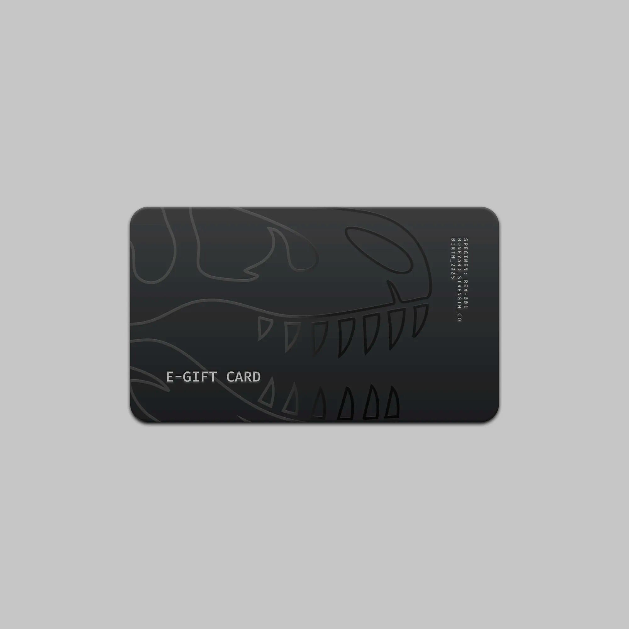 Boneyard Strength digital gift card – \graphic with fossil skull and brand logo